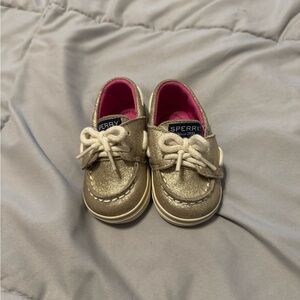 Sperry Kids Moccasins in Shimmering Gold